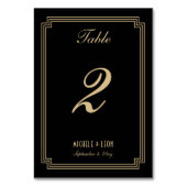 Art Deco Lijst Classic Bruiloft Zwart Goud Kaart (Achterkant)