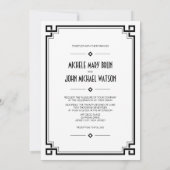 Art Deco Lijst Custom Photo Wedding Flat Invite Kaart (Achterkant)