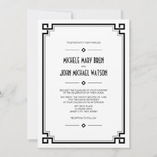 Art Deco Lijst Custom Photo Wedding Flat Invite Kaart
