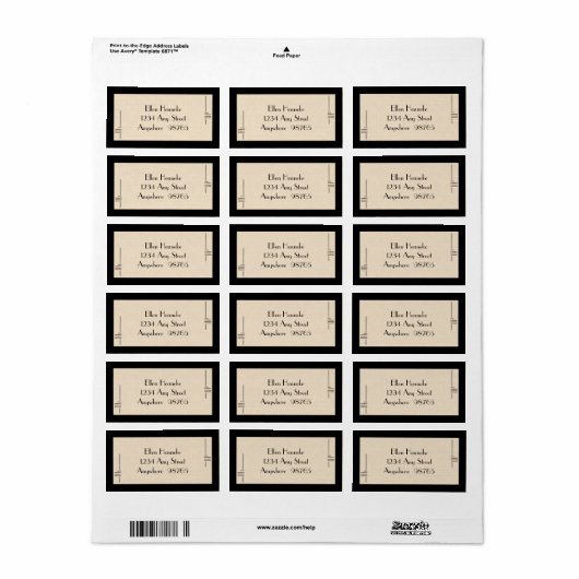 Art Deco-Lijst Etiket (Full Sheet)