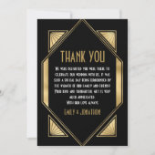 Art Deco Lijst Foto Zwart Goud Bruiloft Dank u Bedankkaart (Voorkant)