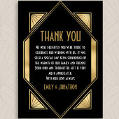 Art Deco Lijst Foto Zwart Goud Bruiloft Dank u Bedankkaart