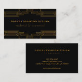 Art Deco Lijst Goud op Aangepaste Kleur Zwart Visitekaartje (Voorkant / Achterkant)