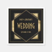 Art Deco Lijst Goud Zwart 1920s Bruiloft Servet (Voorkant)