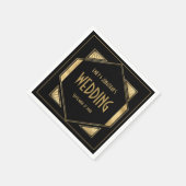 Art Deco Lijst Goud Zwart 1920s Bruiloft Servet (Hoek)