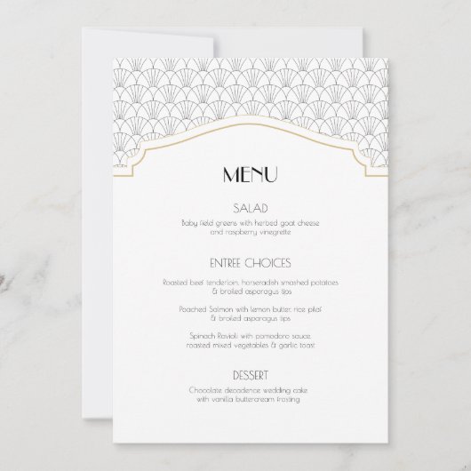 Art Deco Lijst Menu Kaart (Voorkant)
