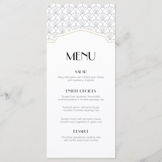 Art Deco Lijst Menu Kaart (Voorkant)