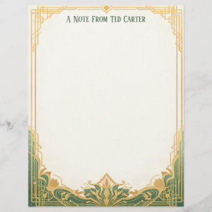 Art Deco lijst met Lotus briefpapier Briefhoofd