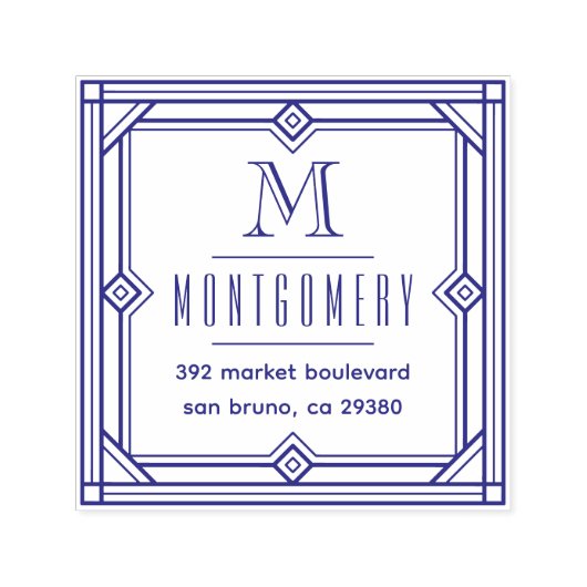 Art Deco Lijst Monogram Achternaam Retouradres Zelfinktende Stempel (Design)