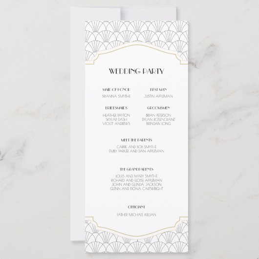 Art Deco Lijst trouwprogramma's (Achterkant)