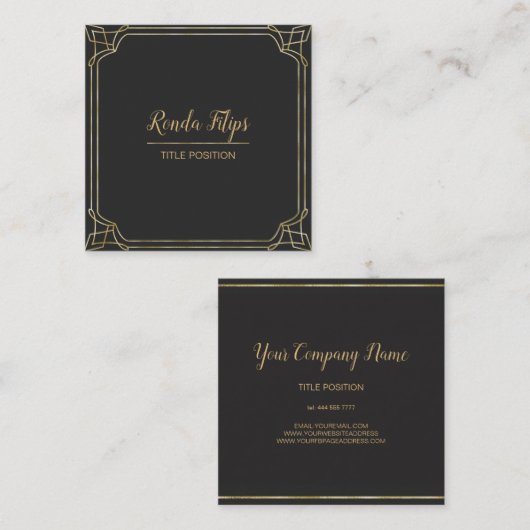 Art Deco-Lijst Vierkante Visitekaartje (Voorkant / Achterkant)