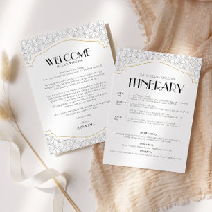 Art Deco Lijst Wedding Welcome/Itinerary Kaart