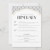 Art Deco Lijst Wedding Welcome/Itinerary Kaart (Achterkant)
