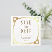 Art Deco Lijst Wit Goud QR Code Trouwen Save The Date (Staand voorkant)