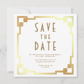 Art Deco Lijst Wit Goud QR Code Trouwen Save The Date (Voorkant)
