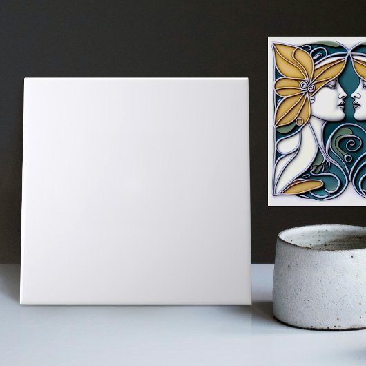 Art Deco Lilies die overeenkomen met Unicolor Ligh Tegeltje