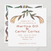 Art Deco Lilies Handgemaakte Bloemen Boho Bruiloft Kaart (Voorkant / Achterkant)