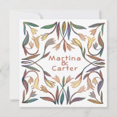 Art Deco Lilies Handgemaakte Bloemen Boho Bruiloft Kaart (Achterkant)