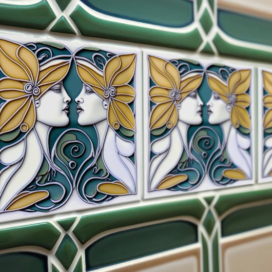 Art Deco Lilies Wall Decor Art Nouveau Tegeltje