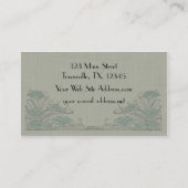 Art Deco Lillies Green Linen Visitekaartje (Achterkant)