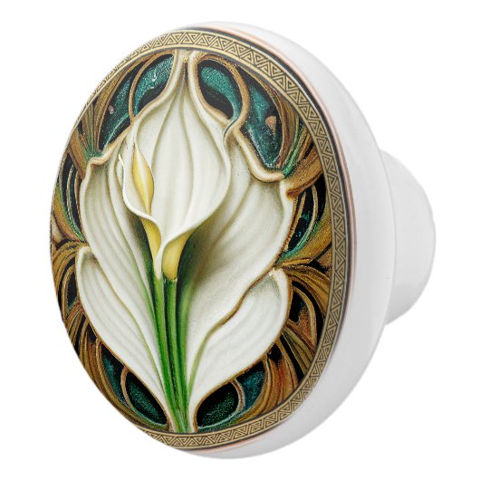 Art Deco Lilly Art Nouveau Keramische Knop (Rechts)