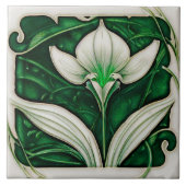 Art Deco Lilly Wall Decor Art Nouveau Ceramic Tile Tegeltje (Voorkant)