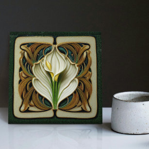 Art Deco Lilly Wall Decor Art Nouveau Ceramic Tile Tegeltje