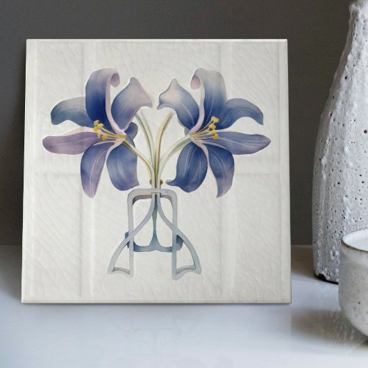 Art Deco Lilly Wall Decor Art Nouveau Ceramic Tile Tegeltje