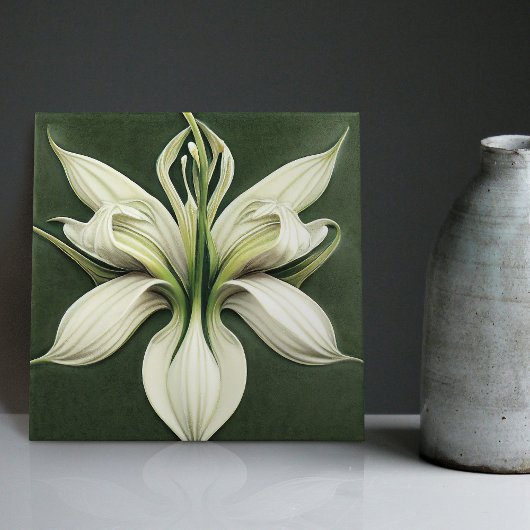 Art Deco Lilly Wall Decor Art Nouveau Ceramic Tile Tegeltje