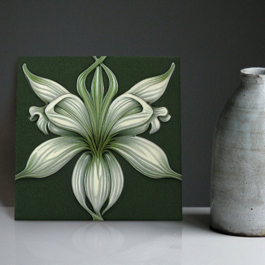 Art Deco Lilly Wall Decor Art Nouveau Ceramic Tile Tegeltje