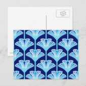 Art Deco Lily, Cobalt Blue, Aqua en White Briefkaart (Voorkant / Achterkant)