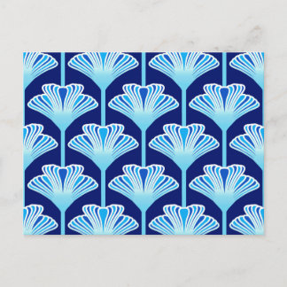 Art Deco Lily, Cobalt Blue, Aqua en White Briefkaart