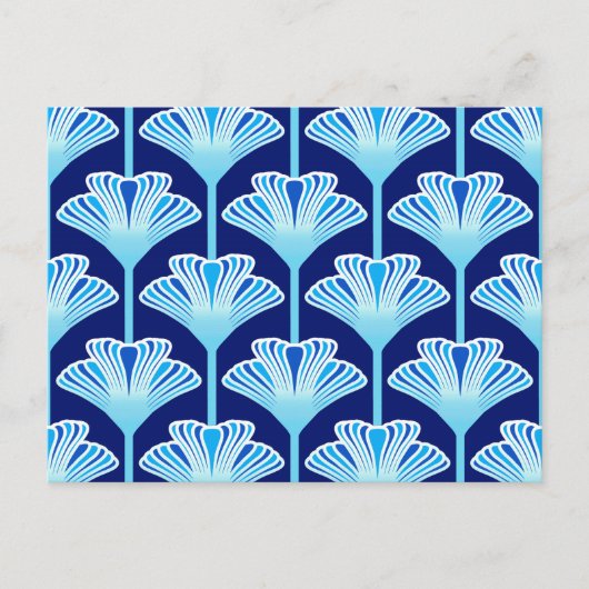 Art Deco Lily, Cobalt Blue, Aqua en White Briefkaart (Voorkant)
