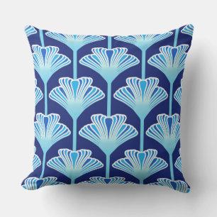 Art Deco Lily, Cobalt Blue, Aqua en White Buitenkussen