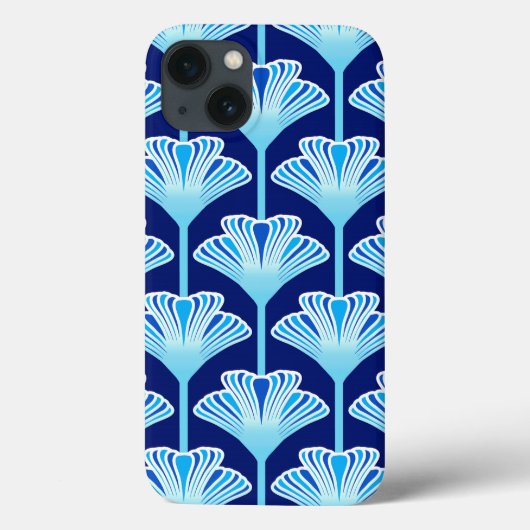 Art Deco Lily, Cobalt Blue, Aqua en White Case-Mate iPhone Case (Achterkant)