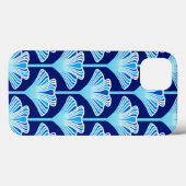 Art Deco Lily, Cobalt Blue, Aqua en White Case-Mate iPhone Case (Achterkant (horizontaal))