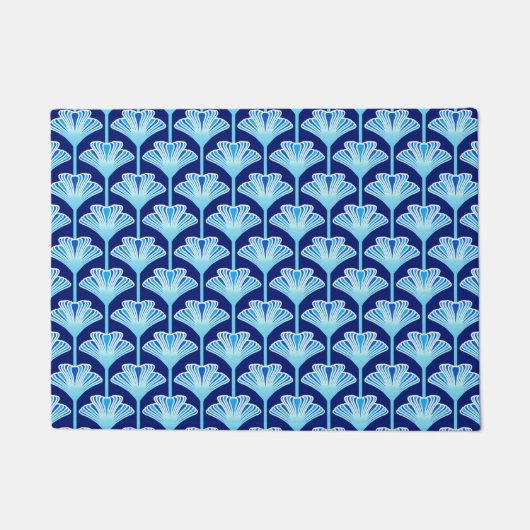 Art Deco Lily, Cobalt Blue, Aqua en White Deurmat (Voorkant)