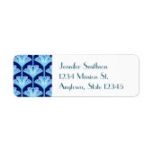 Art Deco Lily, Cobalt Blue, Aqua en White Etiket (Voorkant)