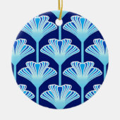 Art Deco Lily, Cobalt Blue, Aqua en White Keramisch Ornament (Voorkant)