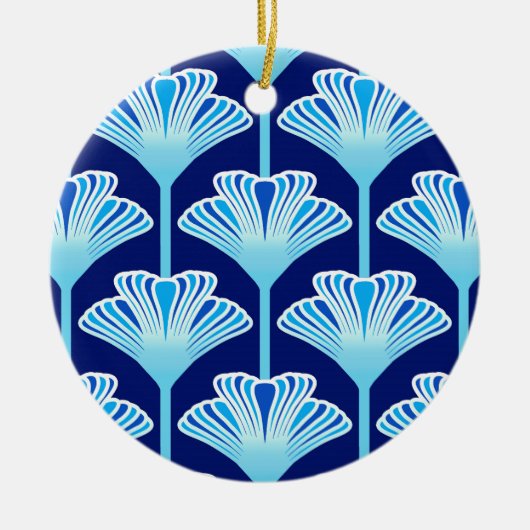 Art Deco Lily, Cobalt Blue, Aqua en White Keramisch Ornament (Voorkant)