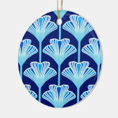Art Deco Lily, Cobalt Blue, Aqua en White Keramisch Ornament (Links)