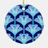Art Deco Lily, Cobalt Blue, Aqua en White Keramisch Ornament (Achterkant)