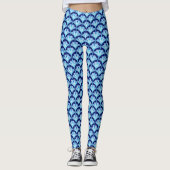 Art Deco Lily, Cobalt Blue, Aqua en White Leggings (Voorkant)