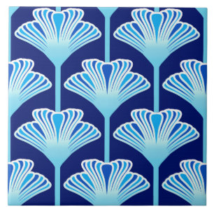Art Deco Lily, Cobalt Blue, Aqua en White Tegeltje