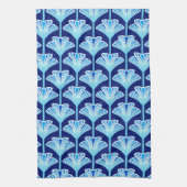 Art Deco Lily, Cobalt Blue, Aqua en White Theedoek (Verticaal)
