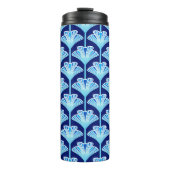 Art Deco Lily, Cobalt Blue, Aqua en White Thermosbeker (Voorkant)