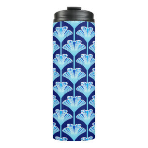 Art Deco Lily, Cobalt Blue, Aqua en White Thermosbeker