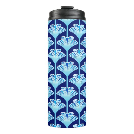 Art Deco Lily, Cobalt Blue, Aqua en White Thermosbeker (Voorkant)