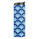 Art Deco Lily, Cobalt Blue, Aqua en White Thermosbeker (Gedraaid links)