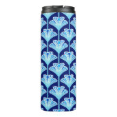 Art Deco Lily, Cobalt Blue, Aqua en White Thermosbeker (Achterkant)
